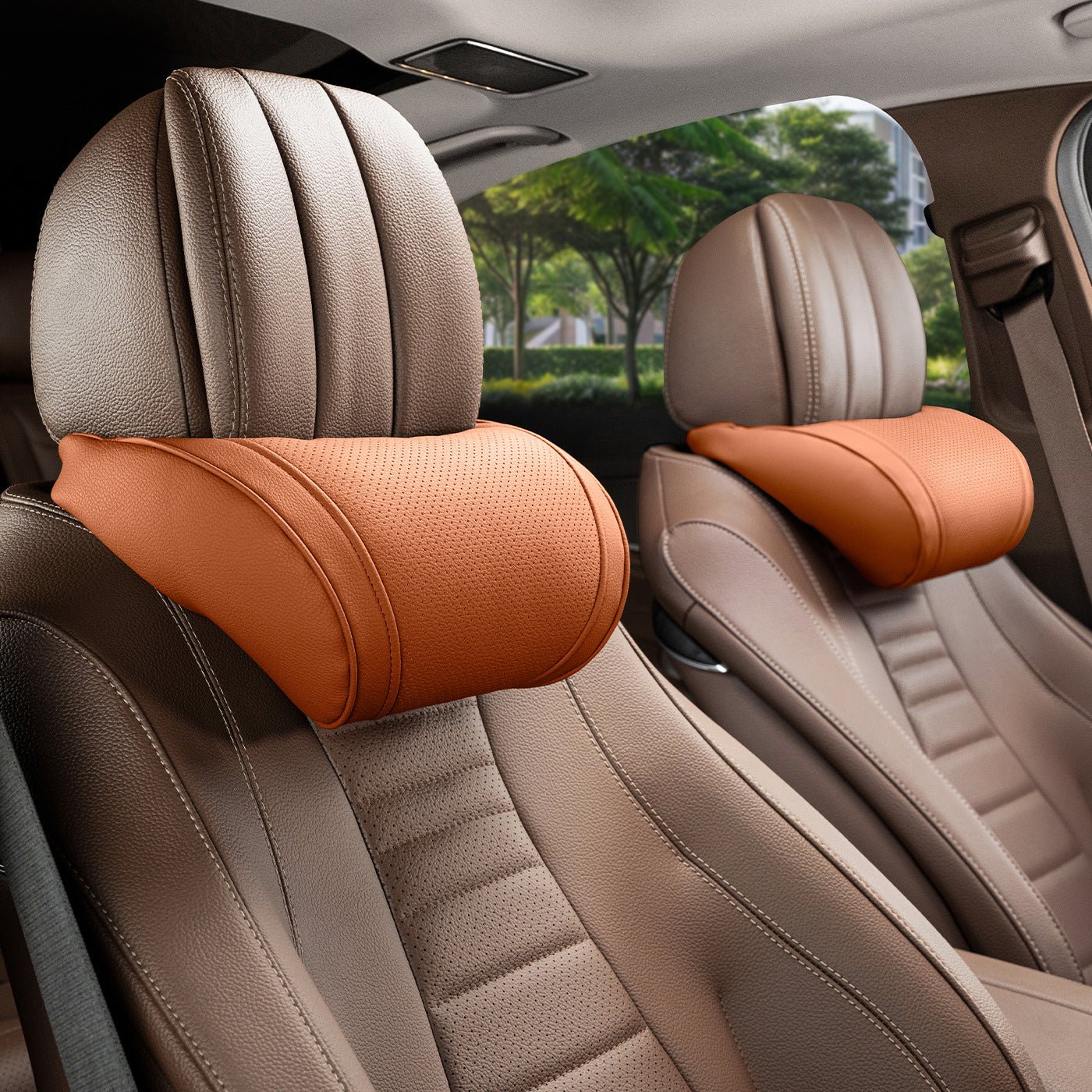 Luxury leather custom car headrest, car neck pillow, car seat lumbar cushion